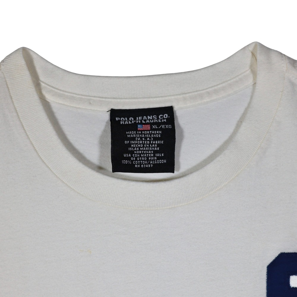 Vintage 90s Polo Jeans Co Ralph Lauren T-Shirt XL White Patch Spell Out RL-67 - Picture 6 of 11